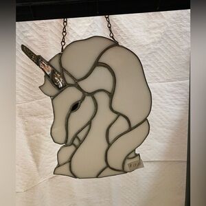 Hanging stained glass unicorn